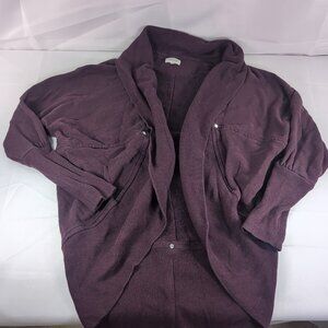 Wilfred L Large Diderot Studded Open Front Cardigan Shawl Sweater Burgundy Knit